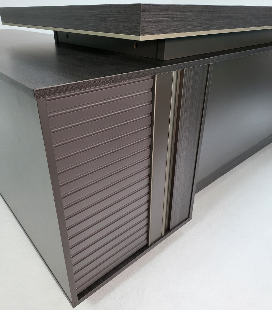 Modern Grey Oak Corner Executive Office Desk with Built in Storage - 2000mm - BWJ-HD04